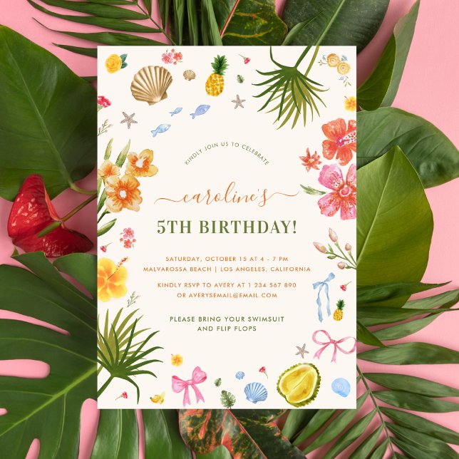 Whimsical Tropical Summer Kid's Birthday Party Invitation (Creator Uploaded)