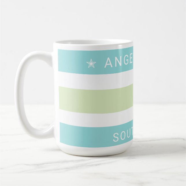 Whimsical Tropics Cabana Stripes Coffee Mug (Left)
