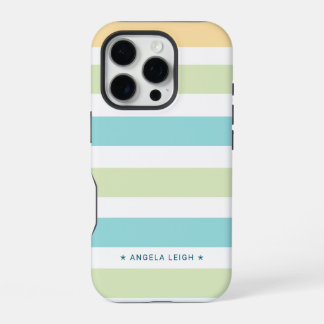 Whimsical Tropics Cabana Stripes iPhone 16 Pro Case