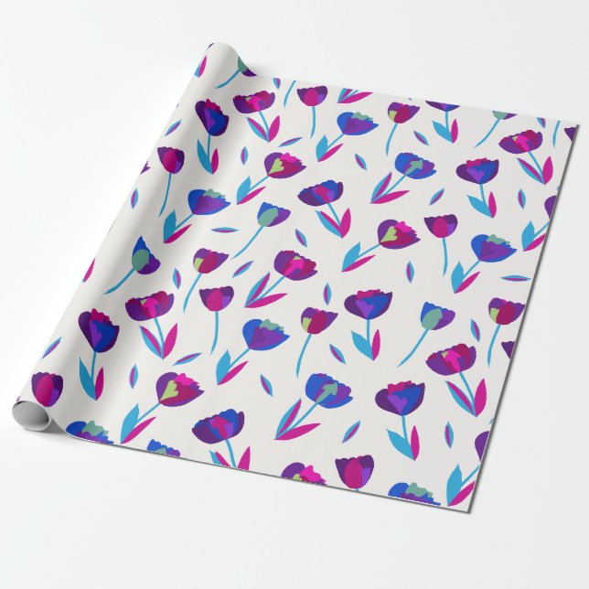 Whimsical Tulips Gift Wrapping Paper (Unrolled)