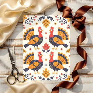 Whimsical Turkeys and Autumn Leaves Thanksgiving Tissue Paper
