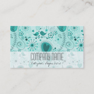 Whimsical Turquoise Floral Elegant Event Planner Business Card