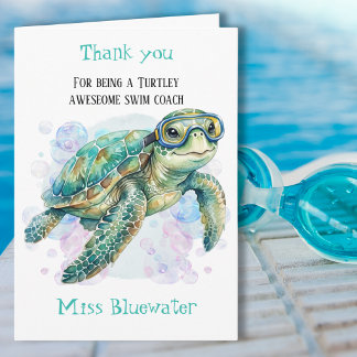 Whimsical Turtle Swim Teacher Thank You Card