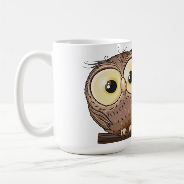Whimsical Twin Owls Coffee Mug - Enchanted Forest  (Left)