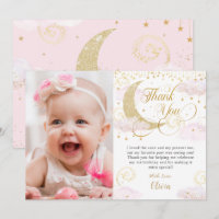 Whimsical Twinkle Little Star Pink Birthday Photo