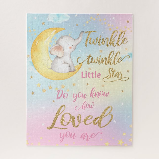 Whimsical Twinkle Twinkle Little Star Elephant Jigsaw Puzzle (Vertical)