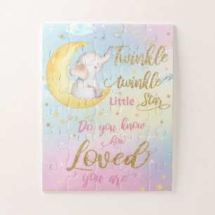 Whimsical Twinkle Twinkle Little Star Elephant Jigsaw Puzzle