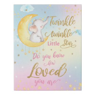 Whimsical Twinkle Twinkle Little Star Nursery Wall Faux Canvas Print