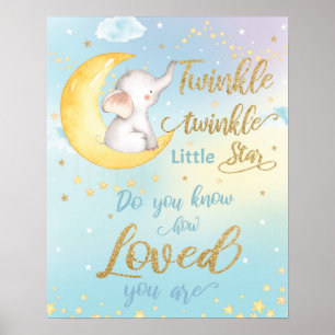 Whimsical Twinkle Twinkle Little Star Nursery Wall Poster