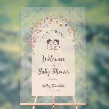 Whimsical Twins Baby Shower Pastel Floral LPM26
