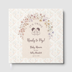 Whimsical Twins Baby Shower Pastel Floral LPM26 Guest Book