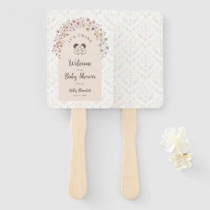 Whimsical Twins Baby Shower Pastel Floral LPM26 Hand Fan