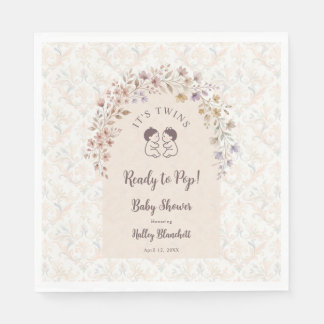 Whimsical Twins Baby Shower Pastel Floral LPM26 Napkin