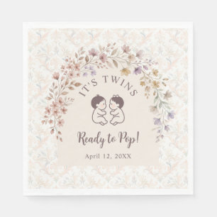 Whimsical Twins Baby Shower Vintage Floral LPM26 Napkin