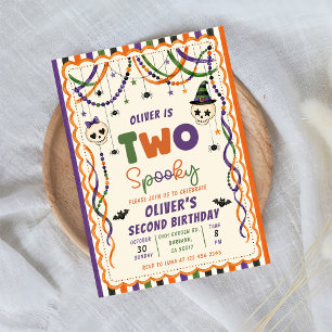 Whimsical Two Spooky Halloween 2nd Birthday Invitation