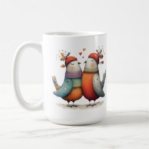 Whimsical Two Turtle Doves 12 Days Christmas 15oz Coffee Mug