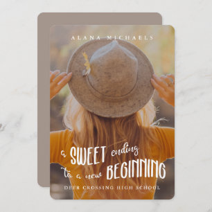 Whimsical Type Photo 2023 Graduation Party Taupe Invitation