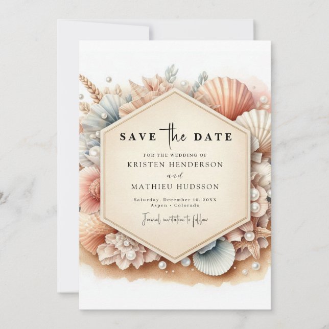 Whimsical Typography Beach Wedding Save The Date (Front)