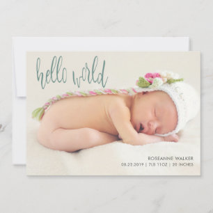 Whimsical Typography   Birth Announcement Card