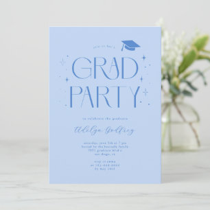 Whimsical Typography Icy Blue Graduation Party Invitation
