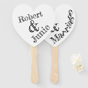 Whimsical Typography Love & Marriage Personalised Hand Fan