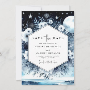Whimsical Typography Moonlit Wedding Save The Date
