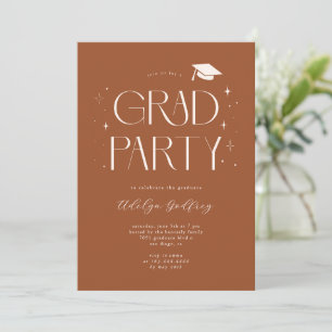 Whimsical Typography Terracotta Graduation Party Invitation