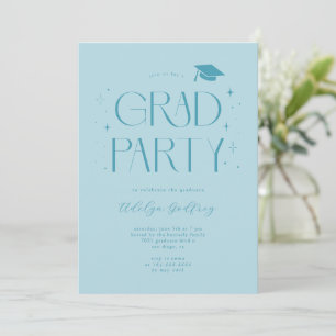 Whimsical Typography Turquoise Graduation Party Invitation