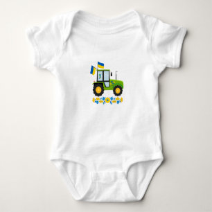 Whimsical Ukraine Tractor  Baby Bodysuit