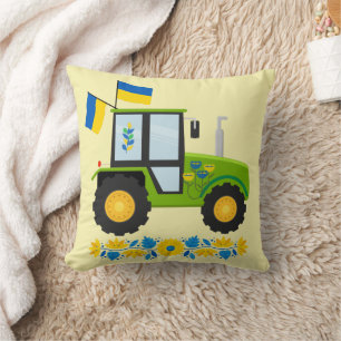 Whimsical Ukraine Tractor   Cushion