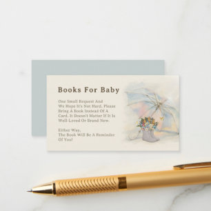 Whimsical Umbrella Floral Boots Books for Baby Enclosure Card