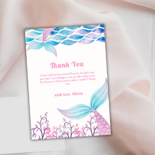Whimsical Under Sea Mermaid Tail Baby Shower Thank You Card