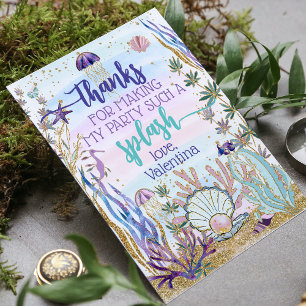 Whimsical Under the Sea Birthday Party Script Thank You Card