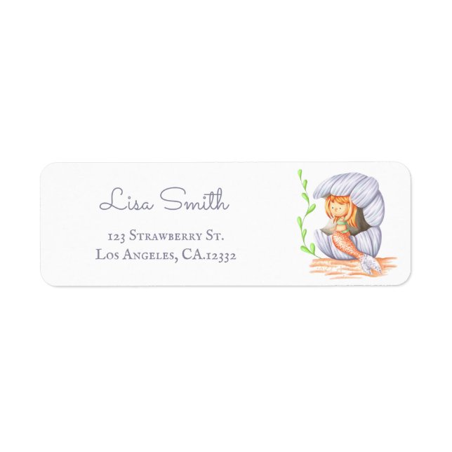 Whimsical Under the Sea Mermaid Return Address Label (Front)
