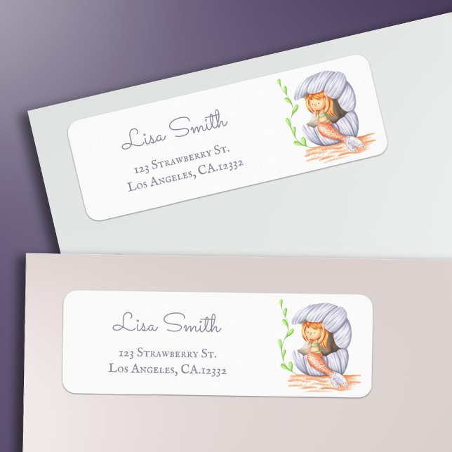 Whimsical Under the Sea Mermaid Return Address Label (Creator Uploaded)