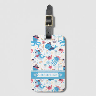 Whimsical Under the Sea Pirate Nautical Theme Kids Luggage Tag