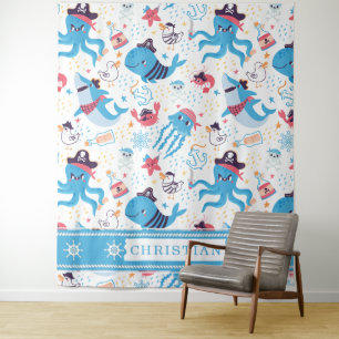 Whimsical Under the Sea Pirate Nautical Theme Tapestry