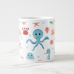 Whimsical Underwater Sea Creatures Large Coffee Mug