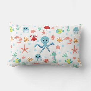 Whimsical Underwater Sea Creatures Lumbar Cushion