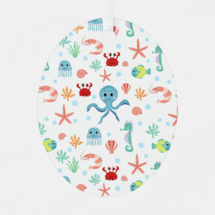 Whimsical Underwater Sea Creatures Metal Tree Decoration