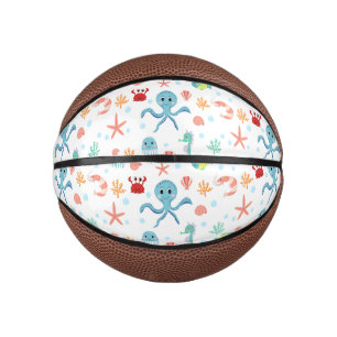 Whimsical Underwater Sea Creatures Mini Basketball