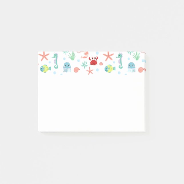 Whimsical Underwater Sea Creatures Post-it Notes (Front)