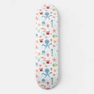 Whimsical Underwater Sea Creatures Skateboard