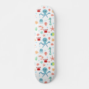Whimsical Underwater Sea Creatures Skateboard