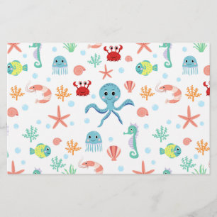 Whimsical Underwater Sea Creatures Stationery