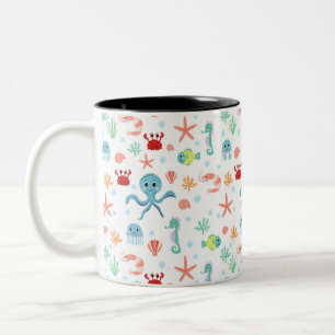 Whimsical Underwater Sea Creatures Two-Tone Coffee Mug