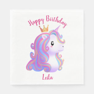 Whimsical Unicorn Birthday Napkin