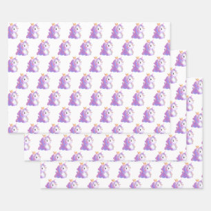 Whimsical Unicorn Birthday Wrapping Paper Sheet