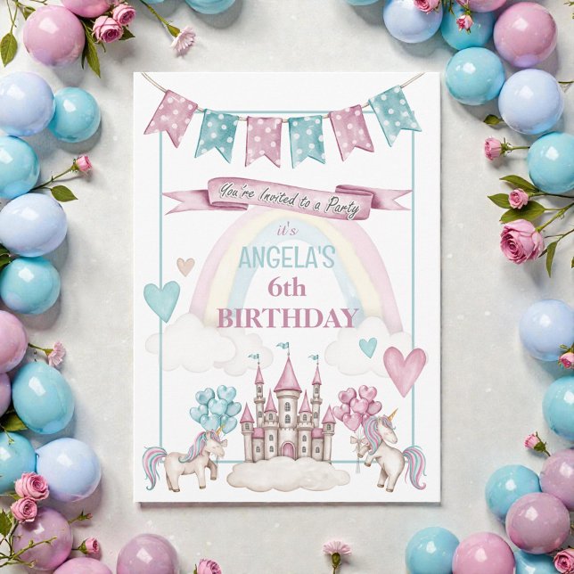 Whimsical Unicorn Castle Birthday  Invitation (Creator Uploaded)