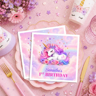 Whimsical Unicorn Girl Birthday Napkins Pack